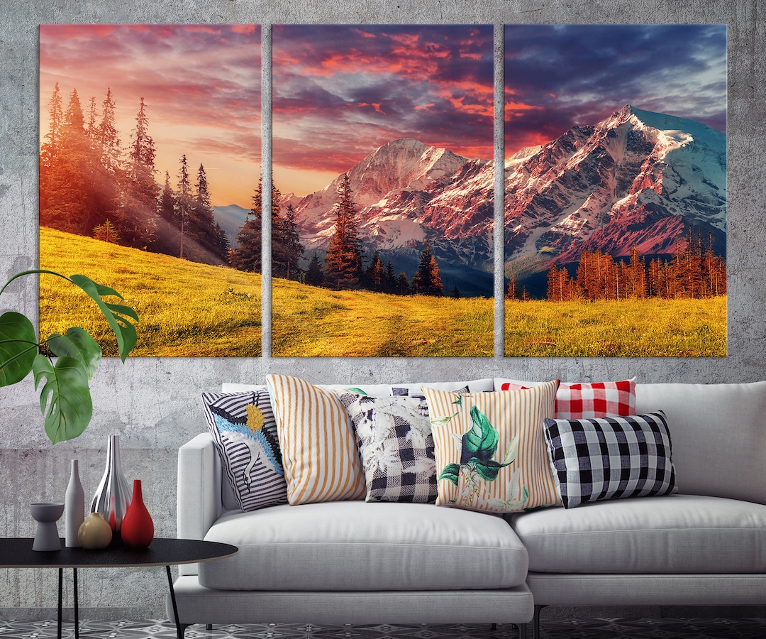 Mesmerizing Snowy Mountain Art Print, Mountain Wall Art, Nature Canvas ...