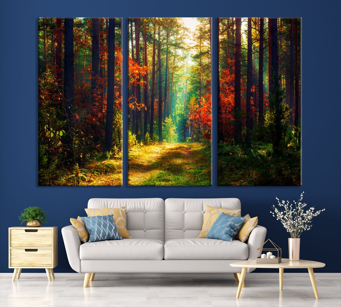Extra Large Peaceful Forest Wall Art Print Green Forest Etsy