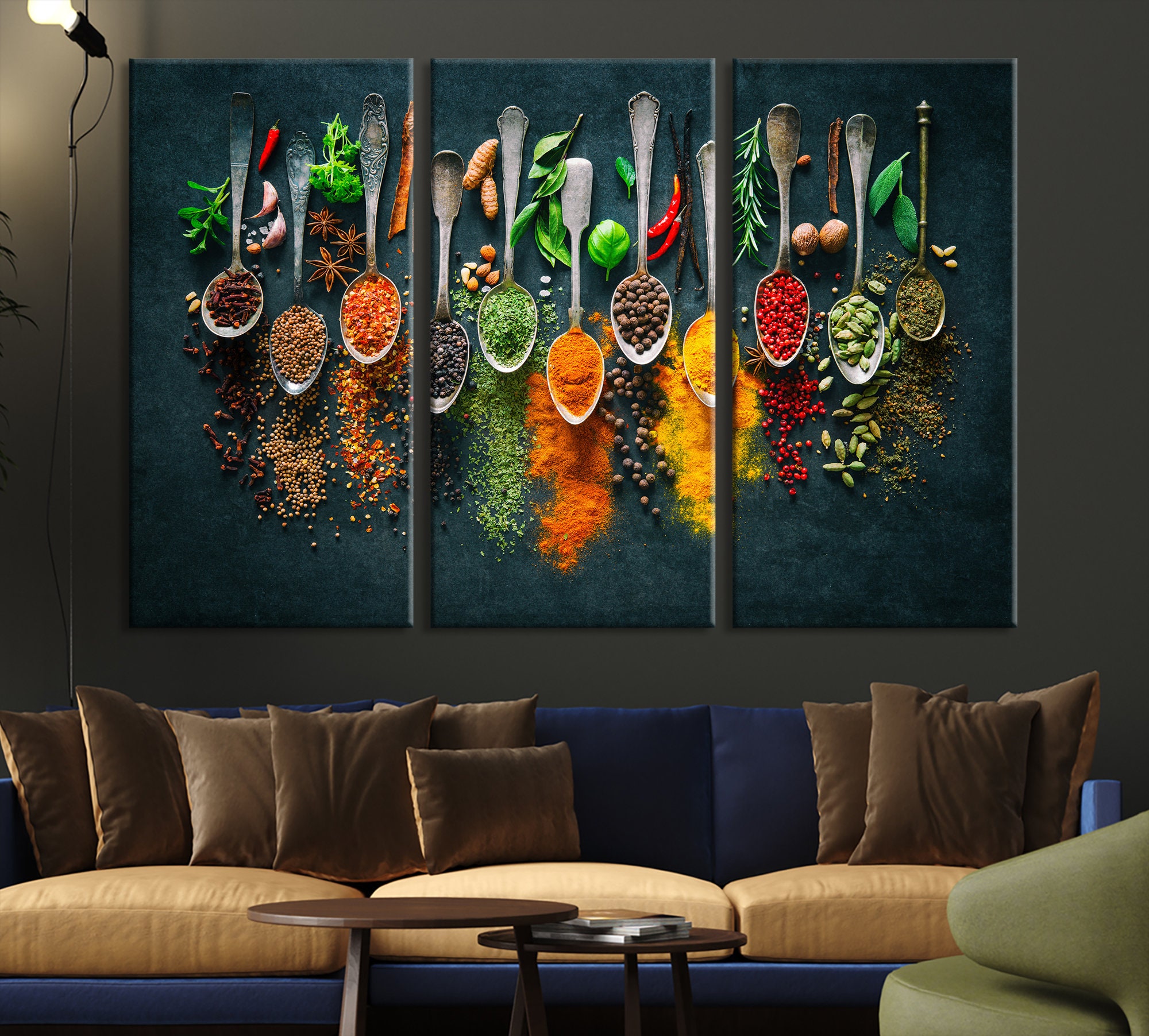 Herbs Spices Spoons Canvas Wall Art Cooking Wall Art Spice Etsy UK