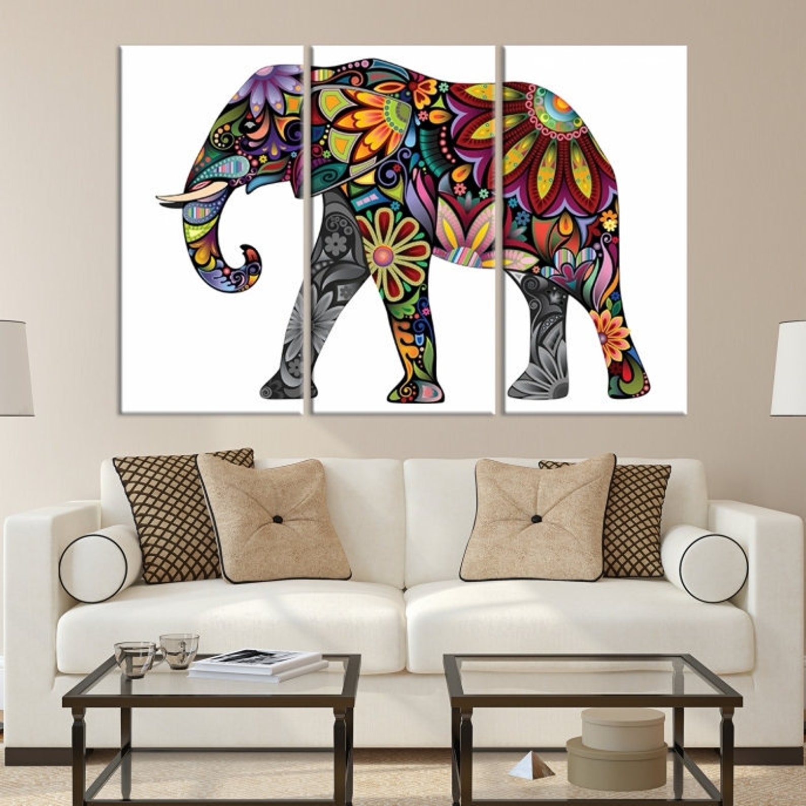 XLarge Mural Elephant Art Print Modern Wall Art Abstract | Etsy