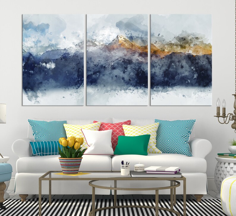 Abstract Mountain Wall Art Print Extra Large Landscape Canvas Art Framed Modern Wall Decor image 9