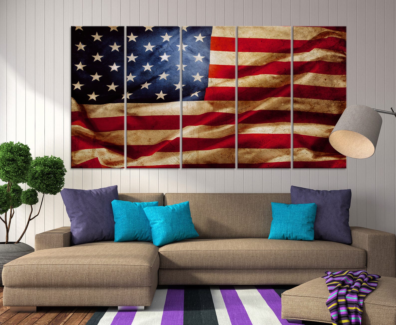 USA Flag Wall Art USA Flag Print Black and White/Original Etsy
