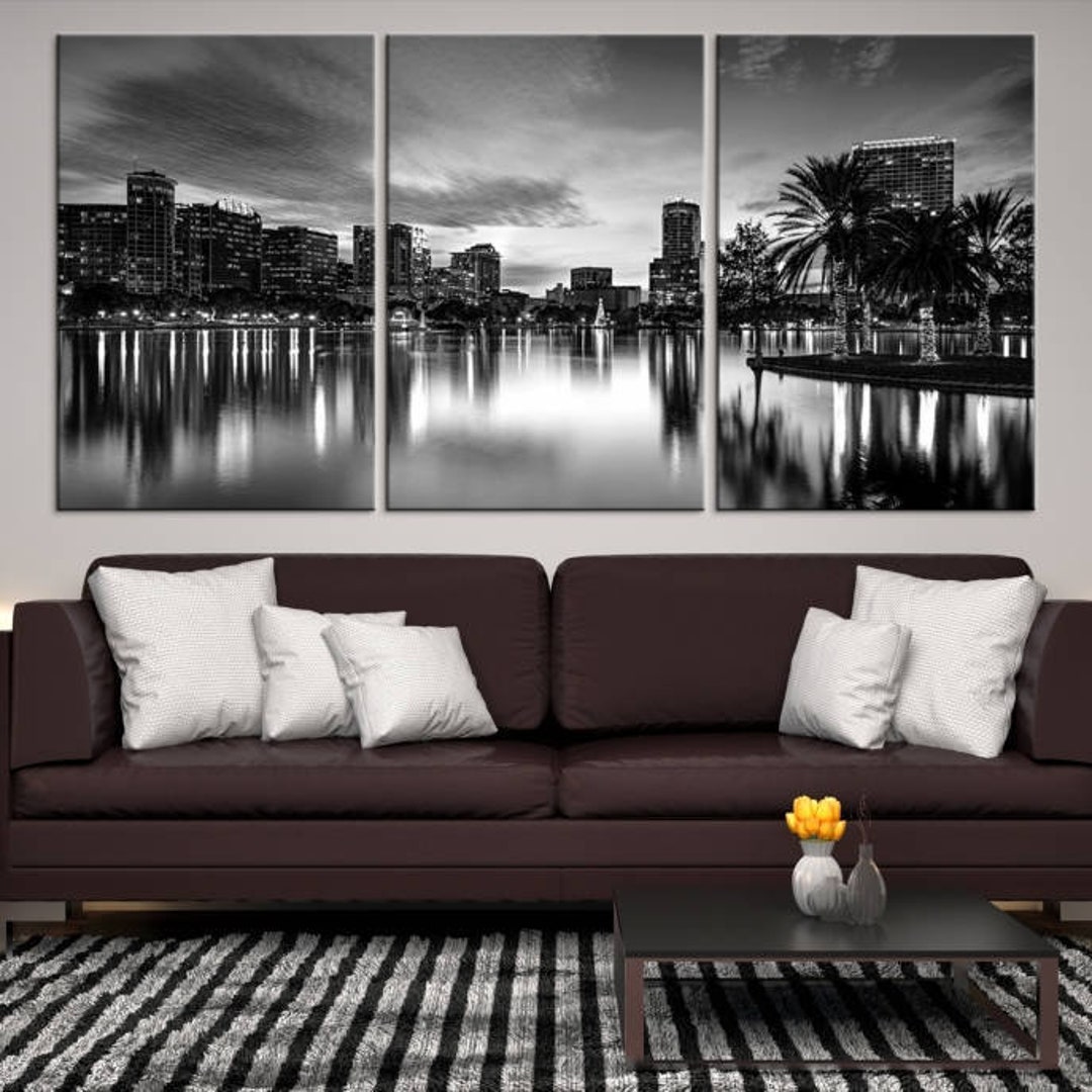 Extra Large Wall Art Orlando City Canvas Print Black and Etsy