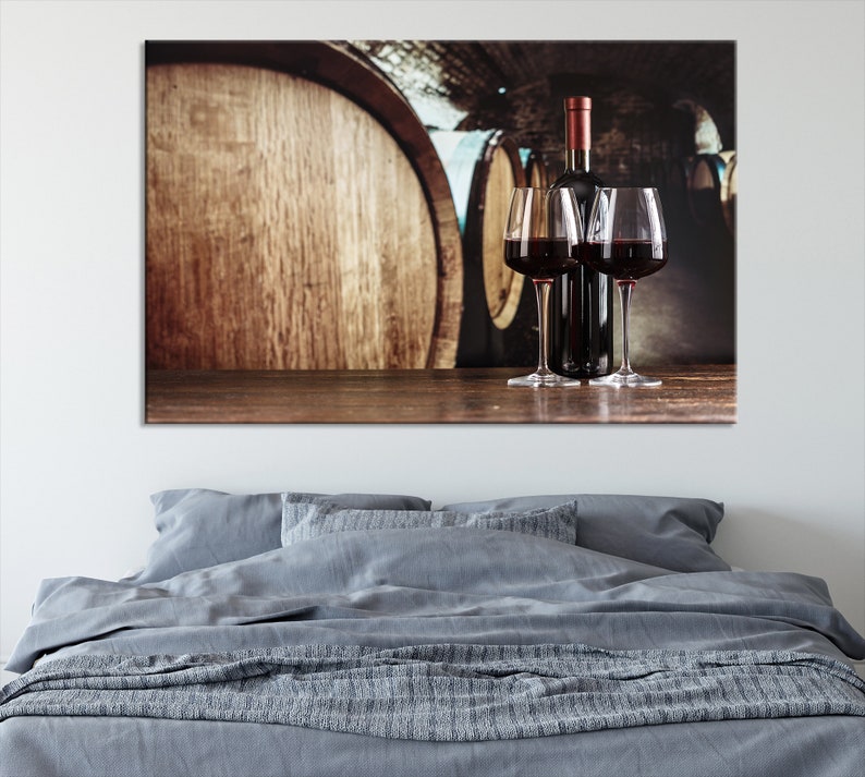 Large Wine Wall Art Bar Decor Wine Canvas Art Framed Wall Etsy