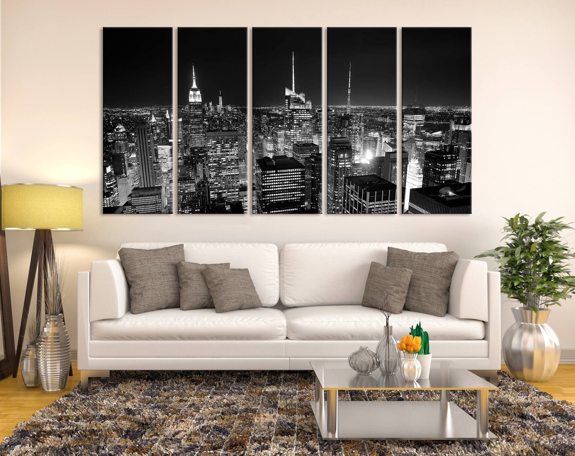 Extra Large City Wall Art New York Canvas Prints Black and Etsy