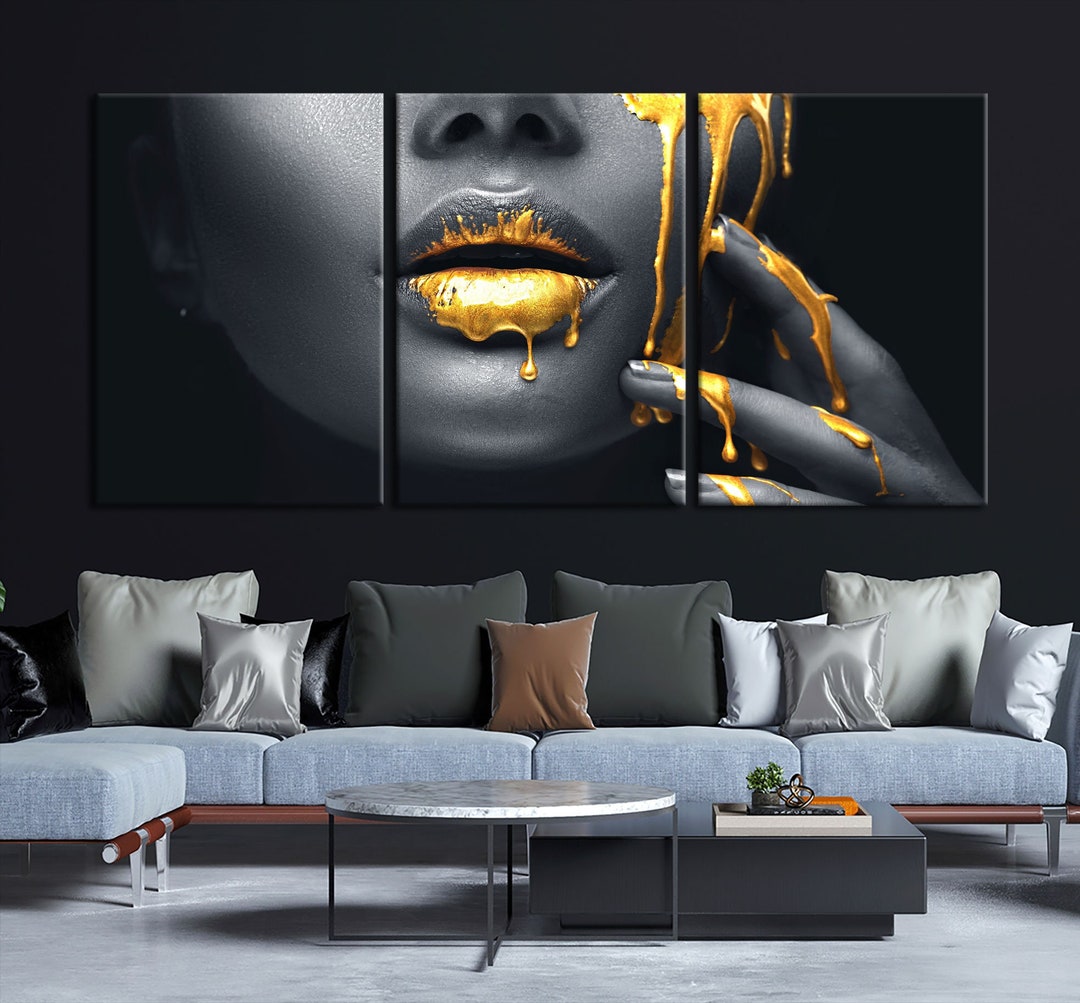 Gold Black Modern Makeup Canvas Wall Art Print Beauty Fashion - Etsy