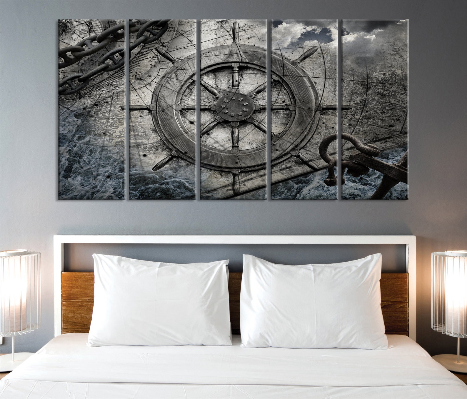 Ship Wheel Art Print Large Nautical Wall Art Ship Wheel Etsy