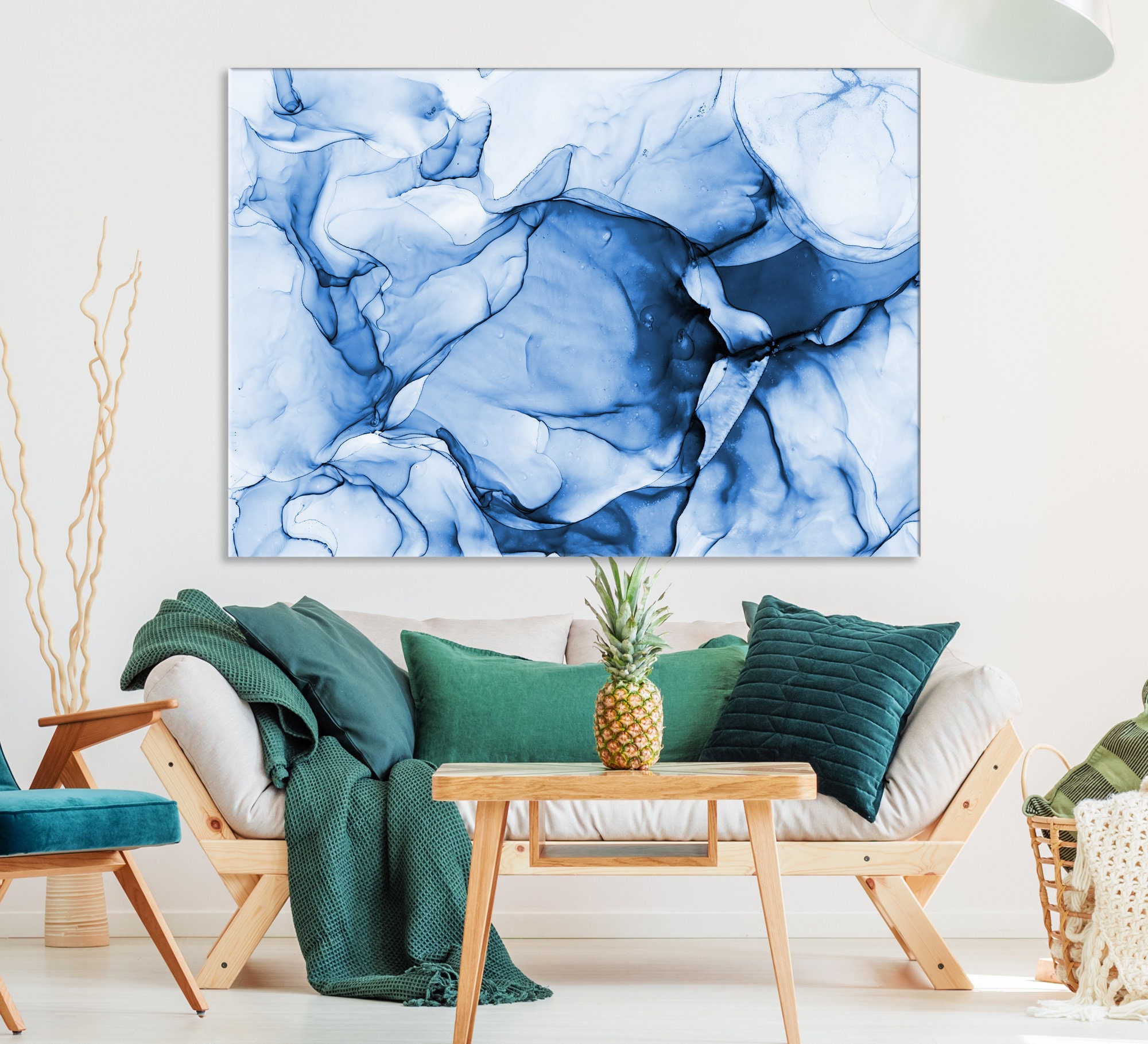Extra Large Blue Abstract Wall Art Contemporary Abstract Etsy