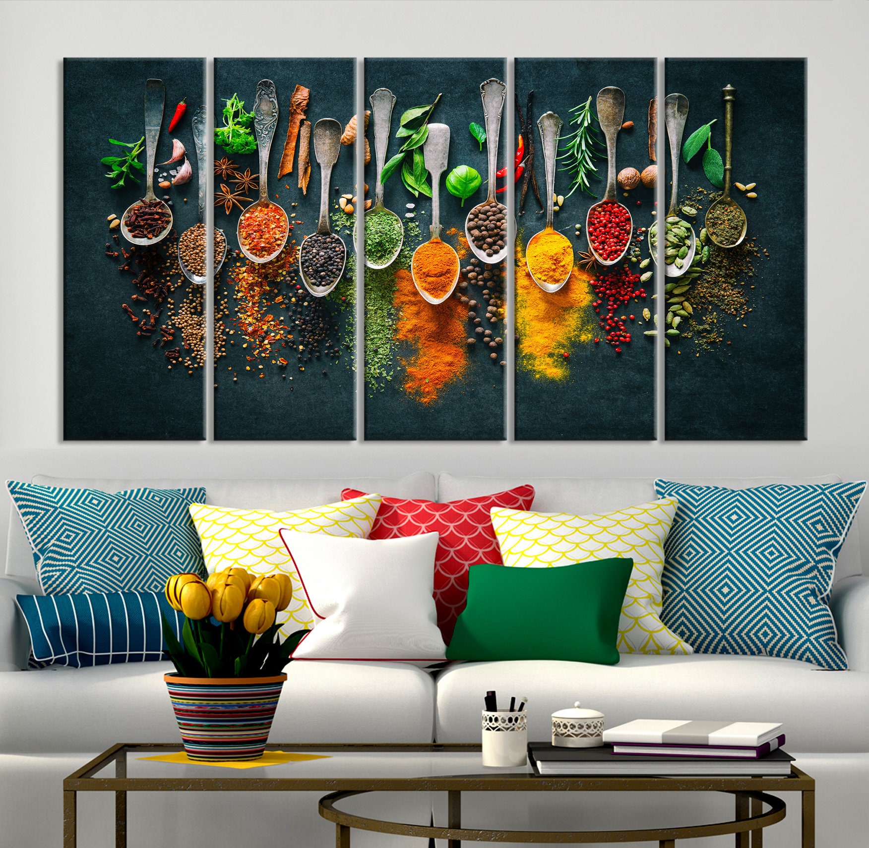 Herbs Spices Spoons Canvas Wall Art Cooking Wall Art Spice - Etsy UK