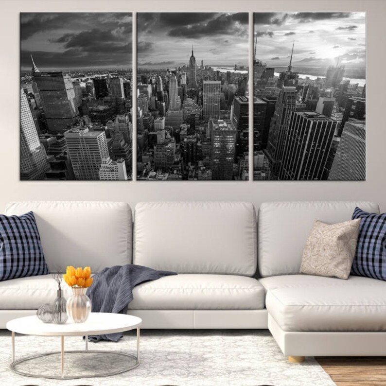 Extra Large New York City Wall Art Canvas Print Black and Etsy