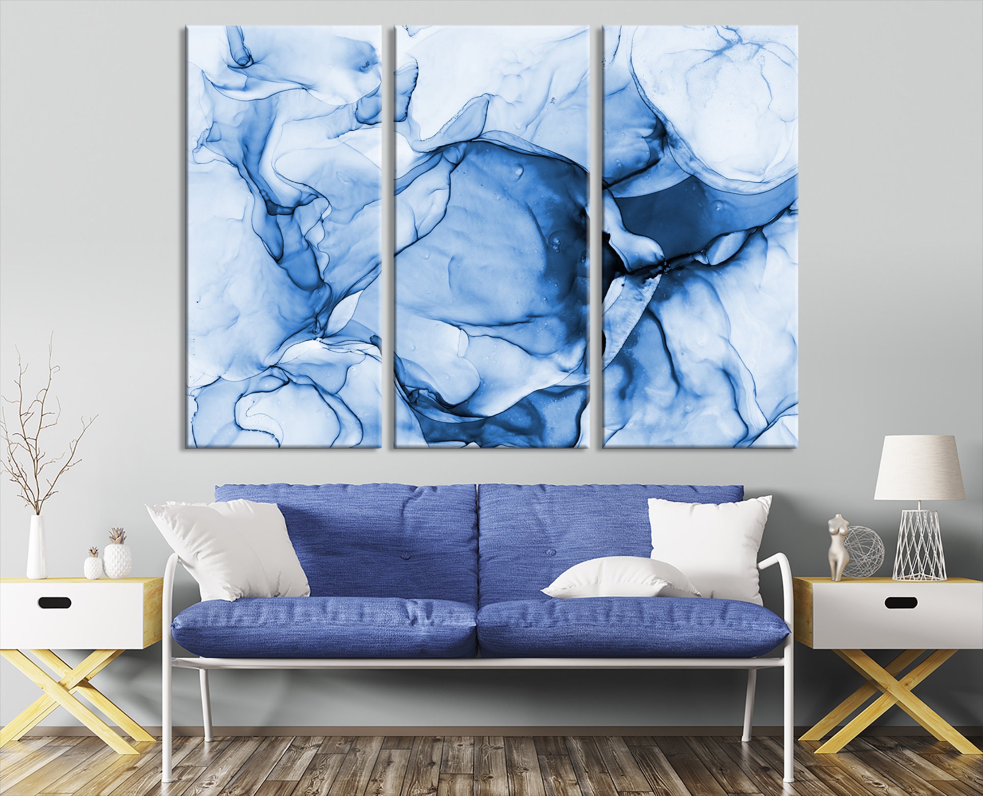 Extra Large Blue Abstract Wall Art Contemporary Abstract | Etsy