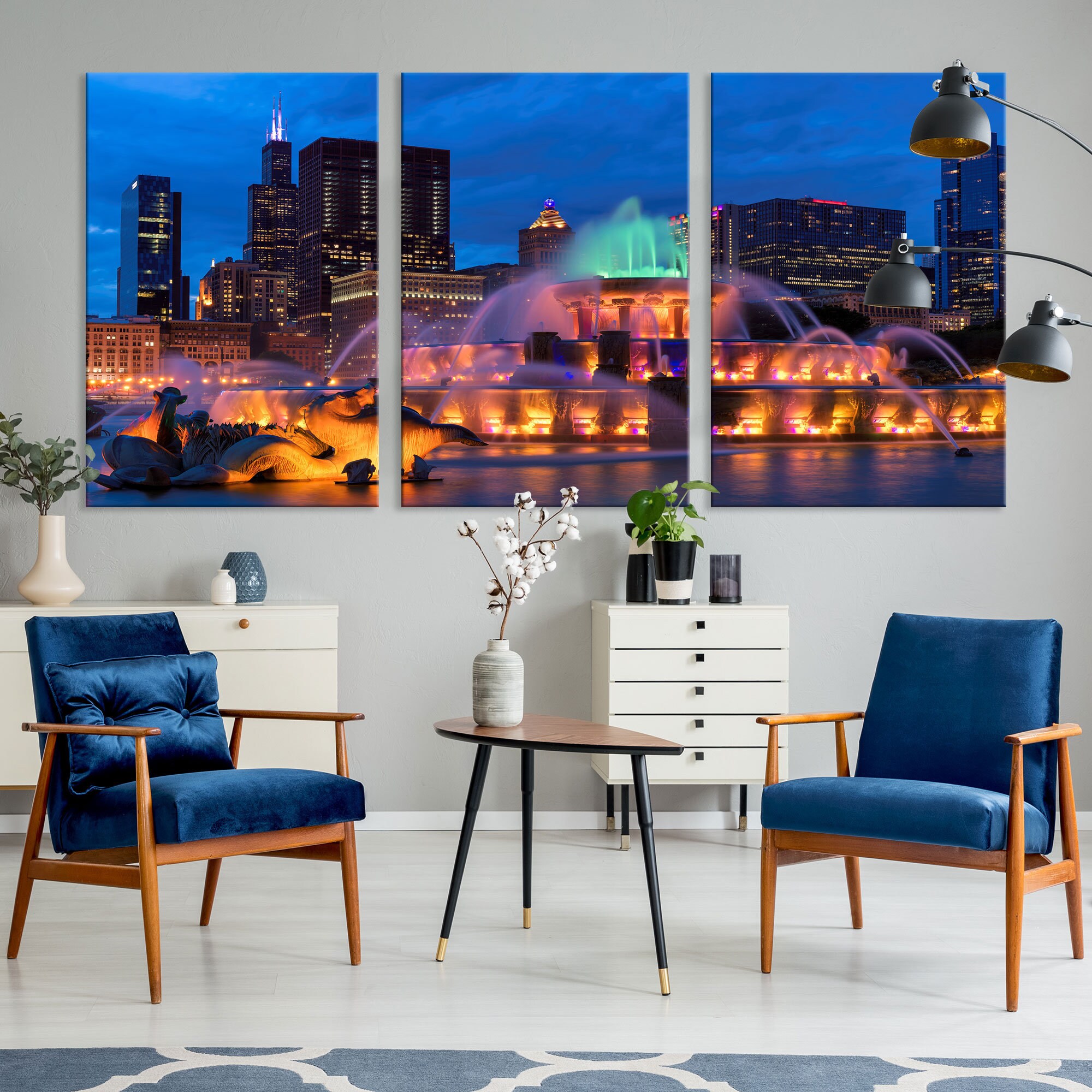 Craft Supplies & Tools Collage Chicago skyline canvas large Chicago