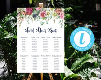 Most Affordable Seating Chart Template Wedding Signage Pdf Etsy