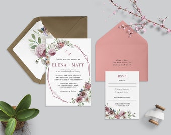 orchid wedding invitation etsy