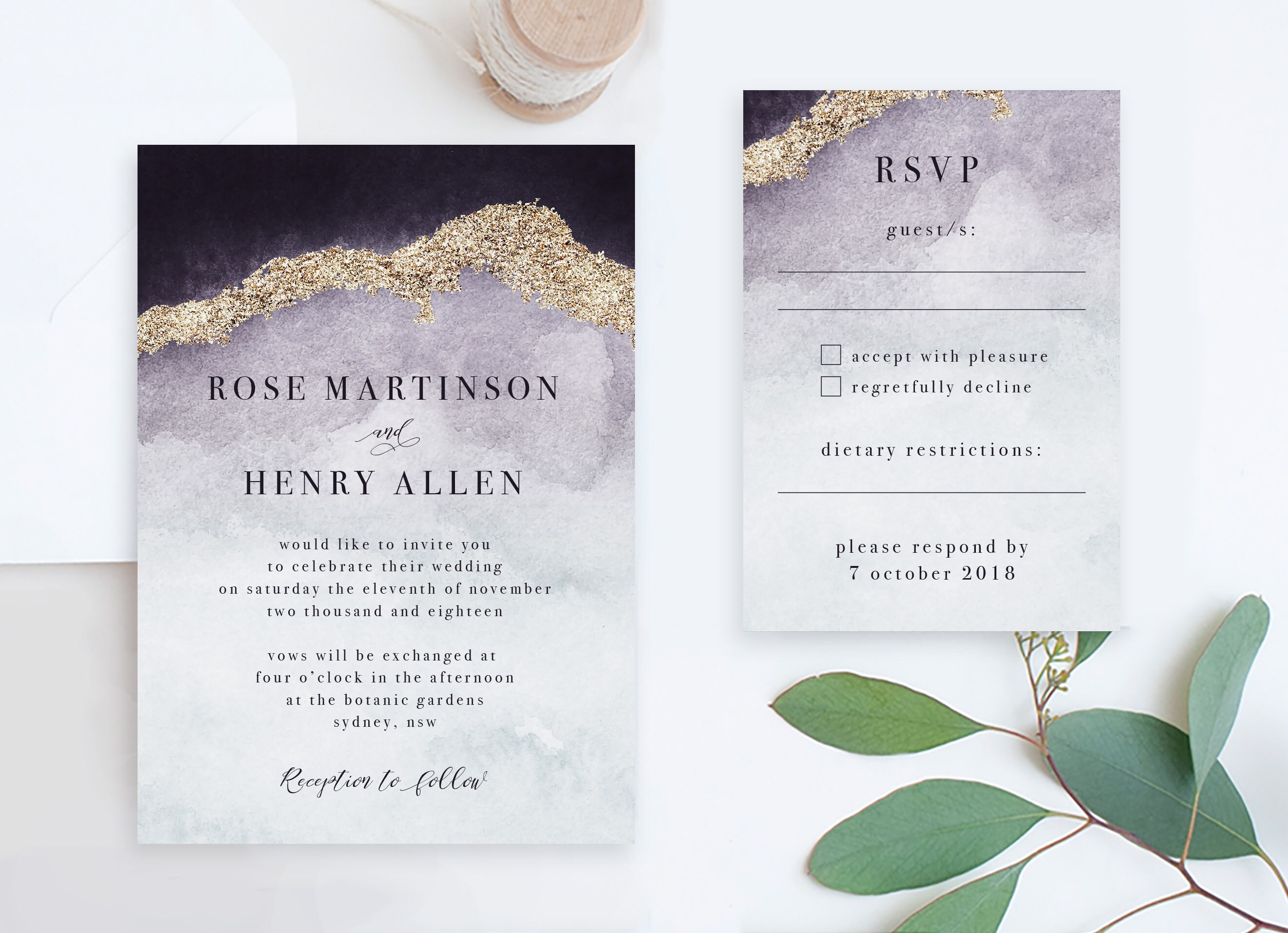 Wedding Invitations With RSVP Templates Printable Party - Etsy