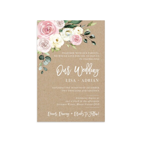 Cheap Rustic Wedding Invitation Template Editable Wedding Etsy