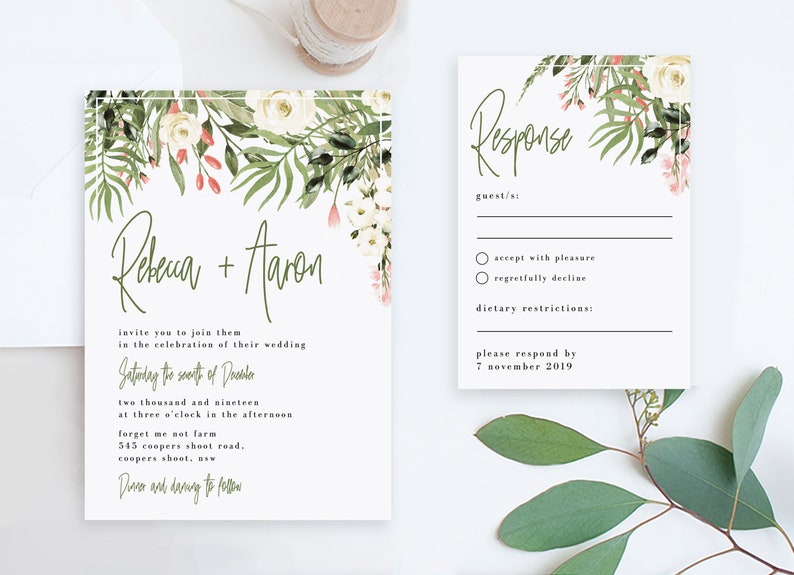 Cheap Wedding Invitation And Rsvp Templates Boho Rustic Etsy