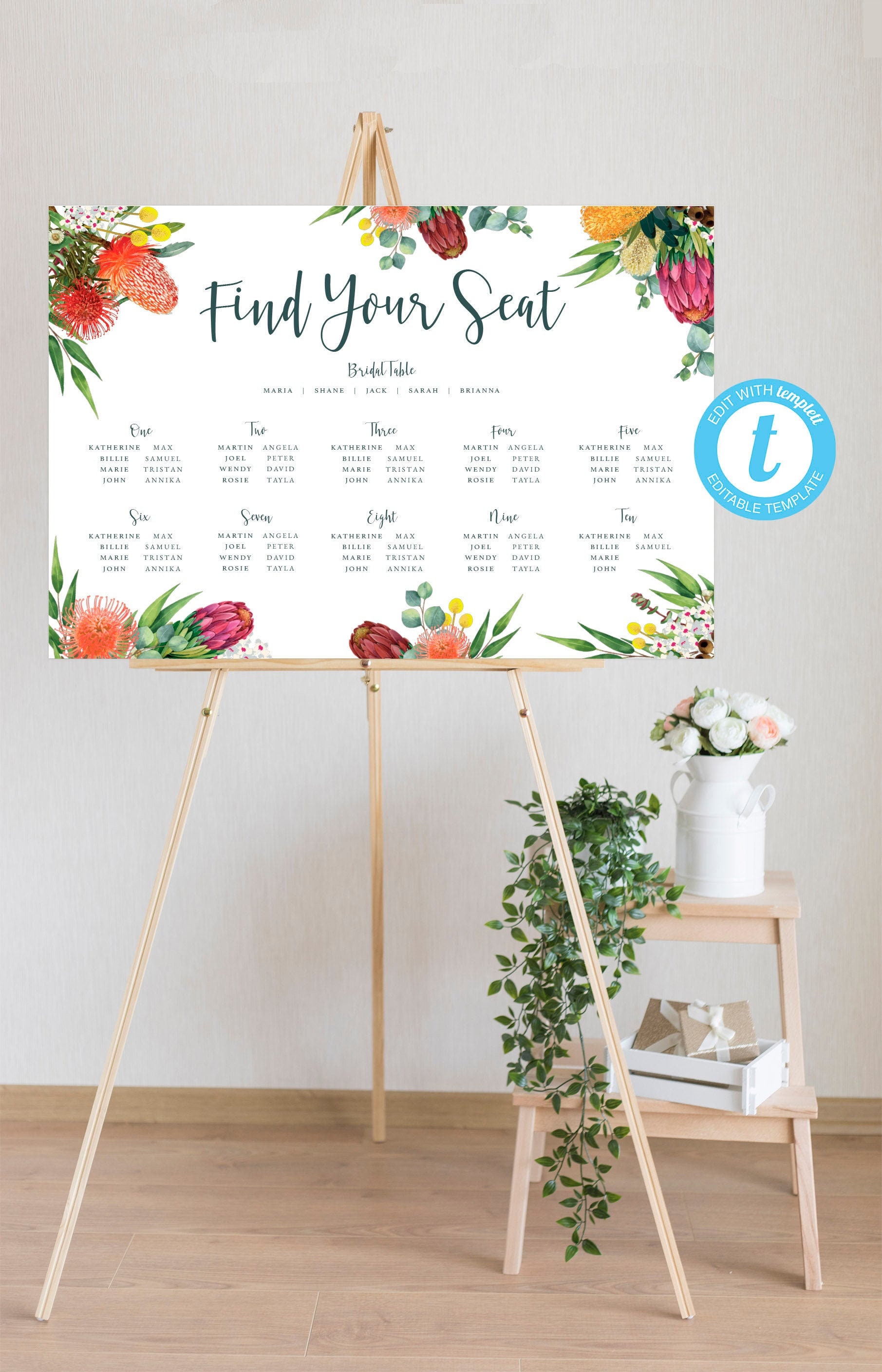 US Online Store Australian Native Wedding Seating Chart