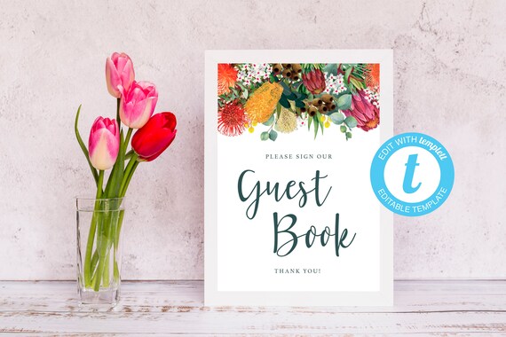 Cheap Wedding Guest Book Sign Template Printable Diy Rustic Etsy