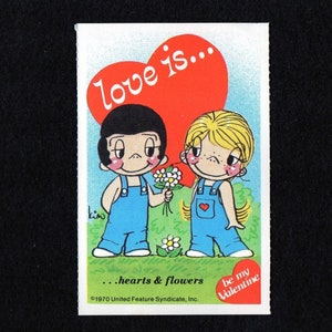 Vintage Valentine Card Adorable Couple Wearing Bib OVERALLS LOVE