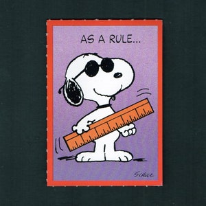 Vintage Peanuts Card SNOOPY As JOE Holds A Ruler As A Rule You&#39;re COOL Happy Valentine&#39;s Day! UNused Original Hallmark Mint Scent 2 3/4&quot;x 4&quot;