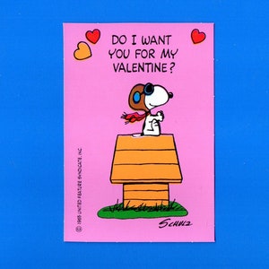 Vintage Snoopy Valentine Card: WWI Flying Ace, Unused Ephemera