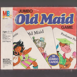 Vintage JUMBO OLD MAID Card Game Complete Librarian,Cowboy,Astronaut,Teacher,FootBall Player,Beauty Queen,Stewardess,Chemist.Dr. Nurse More+
