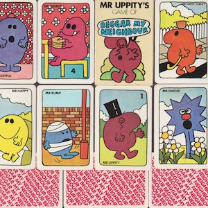 Vintage MR. UPPITY&#39;S Card Game Of Beggar My Neighbour Roger HARGREAVES Tickle,Sneeze,Greedy,Forgetful,Topsy Turvy,Bump,Happy,Silly,Forgetful