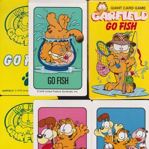 Vintage Giant GARFIELD GO FISH Card Game Complete Anthropomorphic Cat Cartoon Characters,Friends Arlene,Odie,Nermal,Pooky,Jon Craft Ephemera