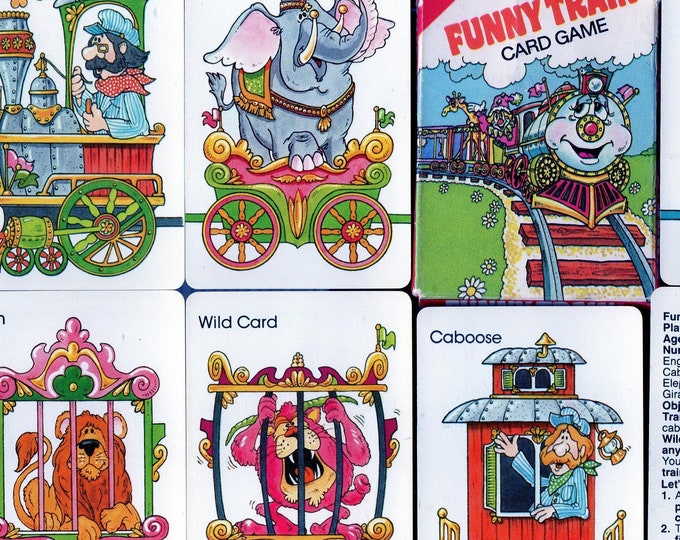 Vintage FUNNY TRAIN Card Game COMPLETE Steam Engine,caboose & Circus