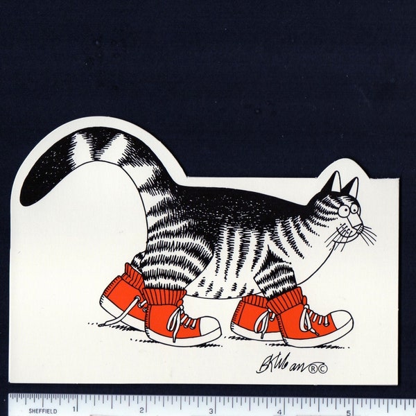 Vintage KLIBAN Valentine Card CAT Wears Red SNEAKERS Tennis Shoes They Just Don't Make 'Em Like You Anymore Original UNused DieCut Hallmark