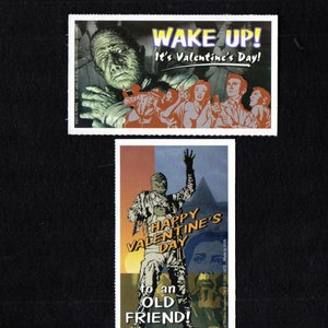 The MUMMY Universal Studios MONSTERS Valentine Cards Lot/2 To An Old Friend & Wake Up! Horror Scary Original UNused Halloween Craft Ephemera