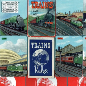 Vintage TRAINS Card Game COMPLETE w Pictures By Ian Allan of LOCOSPOTTER Great Britain RailRoad RailWay Regions,Station Retro Graphics Pepys