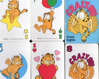 Russell children's card game Crazy 8's Hearts 1960 Super Cute Graphics Art  Craft