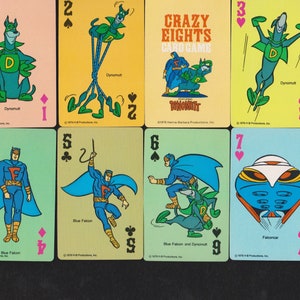 Vintage DYNOMUTT CRAZY EIGHTS 8s Card Game Complete T.V Television Cartoon Show Character Blue Falcon,FalconCar,Retro 1970s Crafts Ephemera