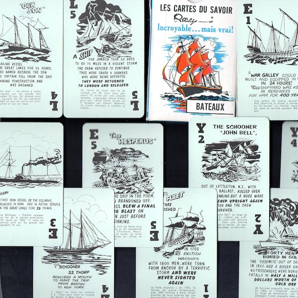 Vintage RIPLEY'S BELIEVE It Or Not SHIPS Card Game Complete Maritime History Battleship,Boat,Sailing,Doomed Voyages English & French Text