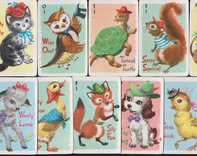 Vintage ANIMAL RUMMY Card GAME Complete Anthropomorphic Wise Etsy