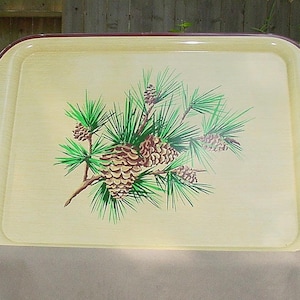 Vintage Metal Pine Cone Serving Tray: Retro Kitchen Decor