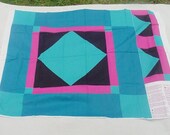 Vintage Amish Style Cut Sew Fabric Cheater QUILT For Crib,Wall HANGING,Table Cloth Topper Bonus Pieces For Other Projects 36 Inch Square