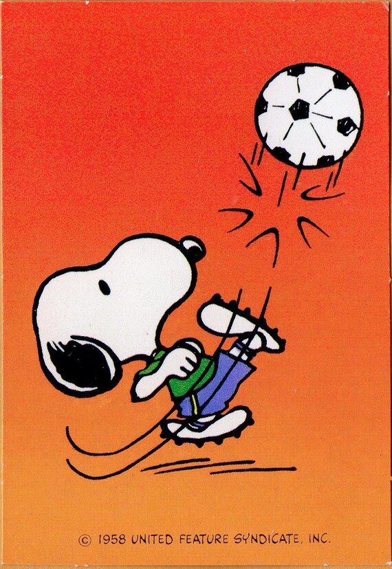 Vintage Peanuts Card Snoopy Kicks A Soccer Ball I Get A Kick Etsy