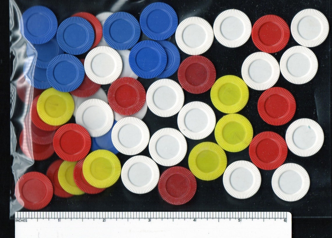 Vintage MINI POKER CHIPS Lot/56 RedBlueYellowWhite For Etsy