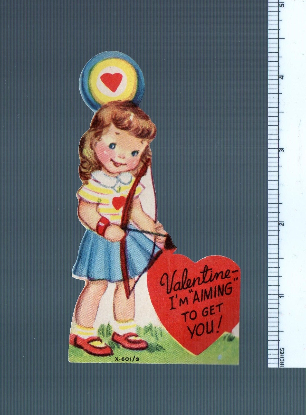 Vintage Valentine's Day Card VALENTINE Art Deco Floral 1930s w/envelope  FRIENDS