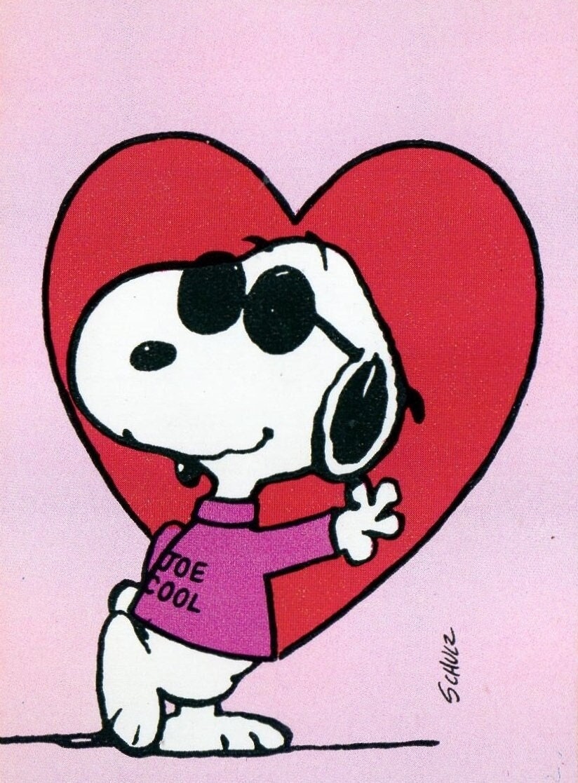 Vintage Peanuts Card SNOOPY as JOE Valentine,you're Too COOL