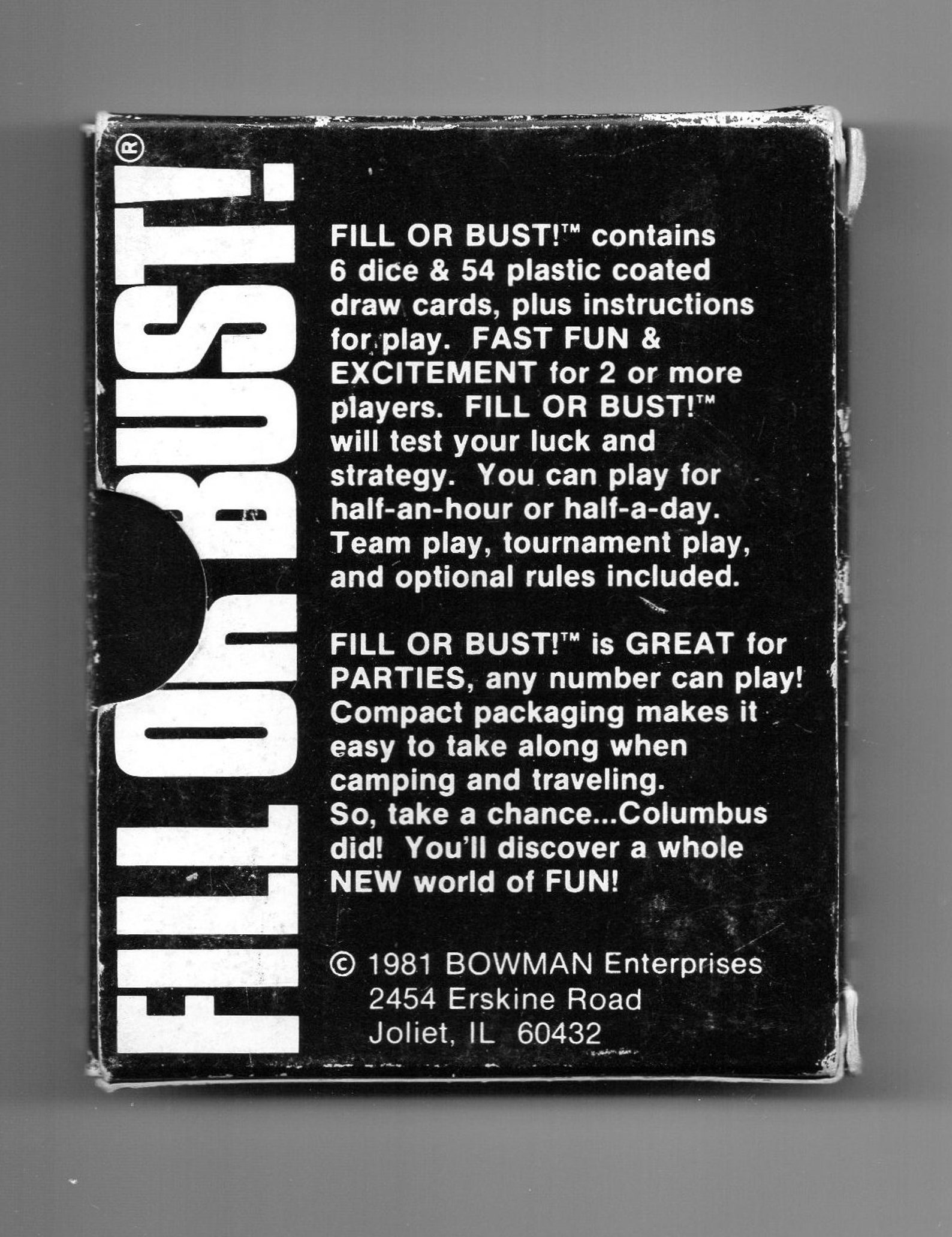 Vintage fill or bust card game with 6 dice complete vengeance etsy