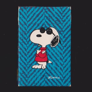 Vintage MINI Peanuts Playing Cards Deck SNOOPY As Joe COOL Box In Sunglasses w Intact Gold Stamp/Seal,Swap,Craft Ephemera,Miniature,Hallmark