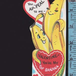 Vintage Original Card Anthropomorphic Fruit You APPEAL To Me Valentine You&#39;re My TOP BANANA UNused Retro Graphics Kitschy Crafts Ephemera