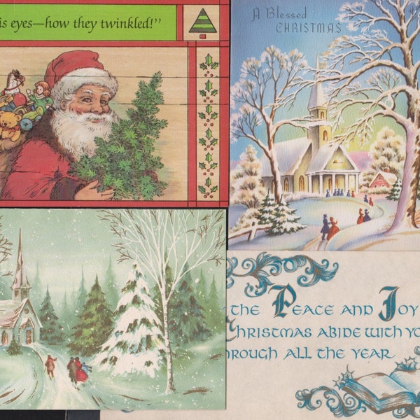 Vintage Glitter Christmas Cards Etsy