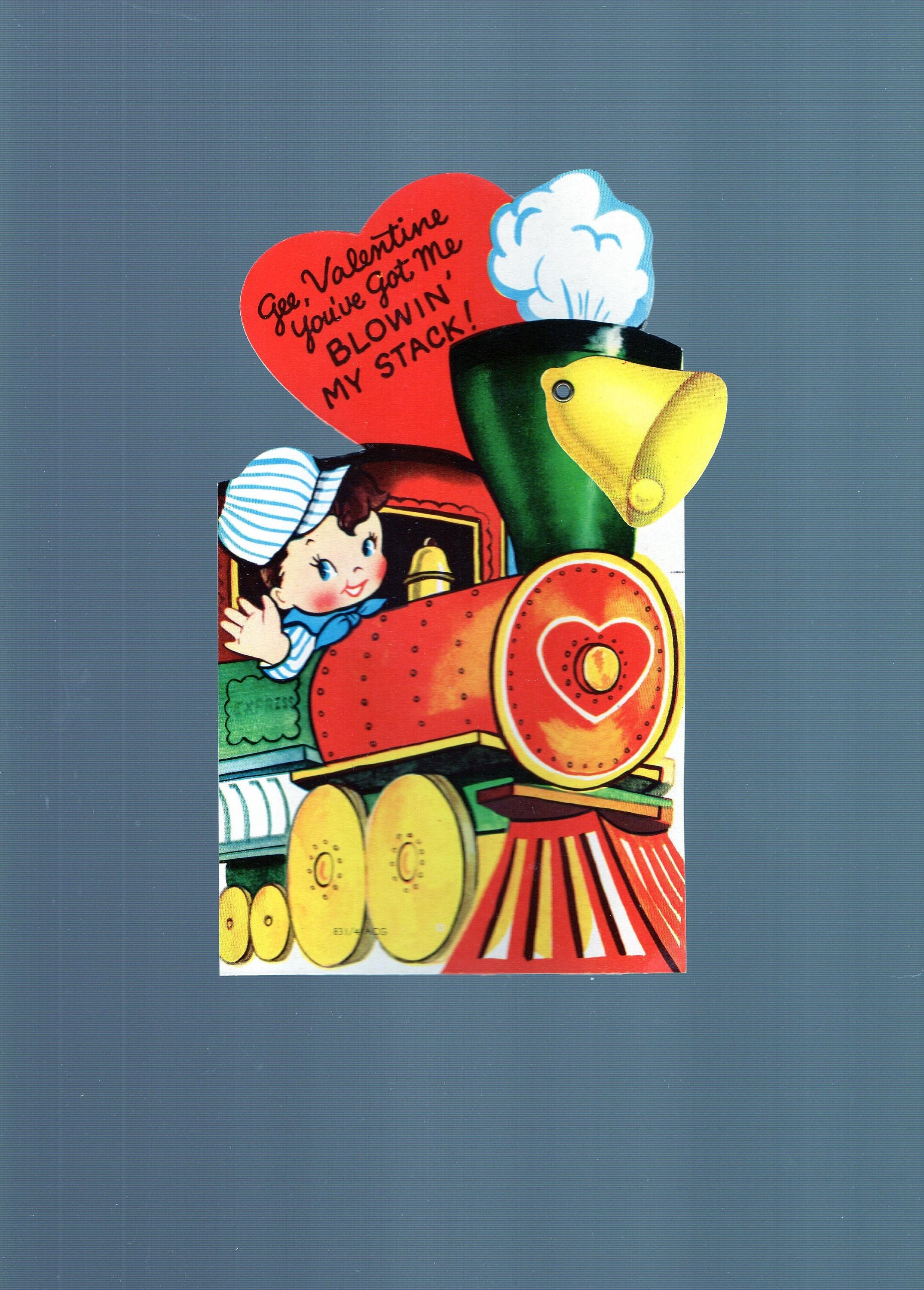 Vintage Mechanical Valentines Day Card I'm Spilling The News Today  Valentine