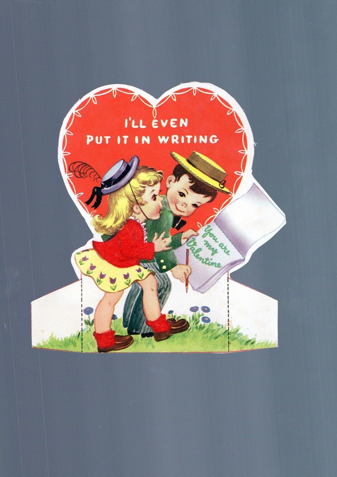 Vintage Original Card Boy Writes NOTE to Blonde Girl I'll Even Put It ...