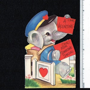 Vintage Valentines Day Card Lot (3) Mail Man Die Cut Postman Mailbox Teacher